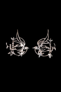 Sterling Midcentury Artisan Bird in Flight Earrings
