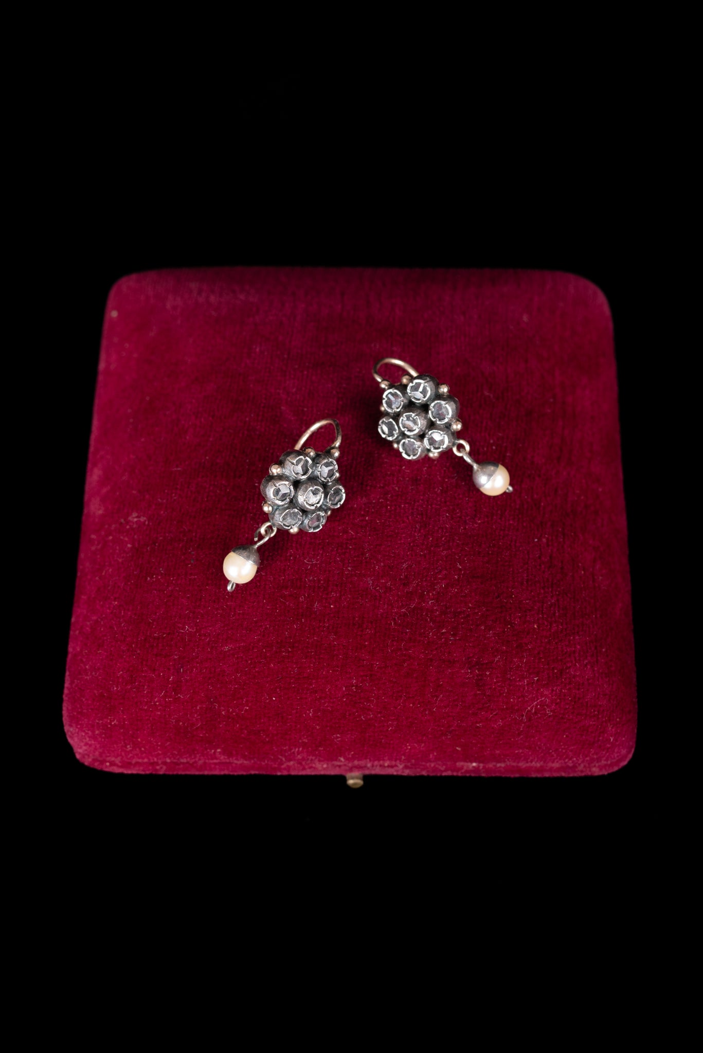 Victorian White Topaz and Pearl Earrings