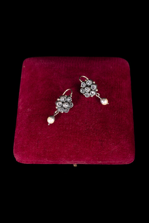 Victorian White Topaz and Pearl Earrings