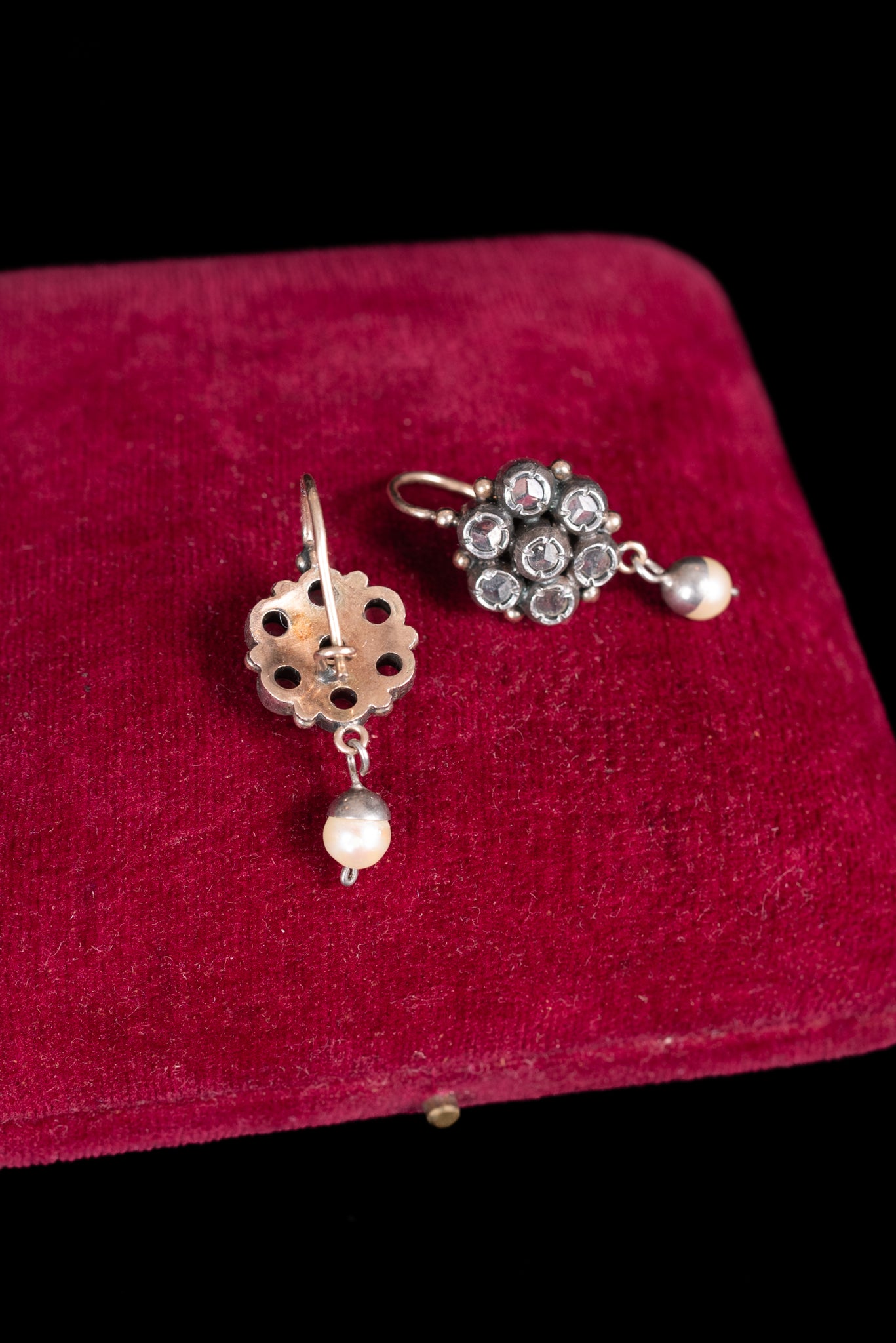 Victorian White Topaz and Pearl Earrings