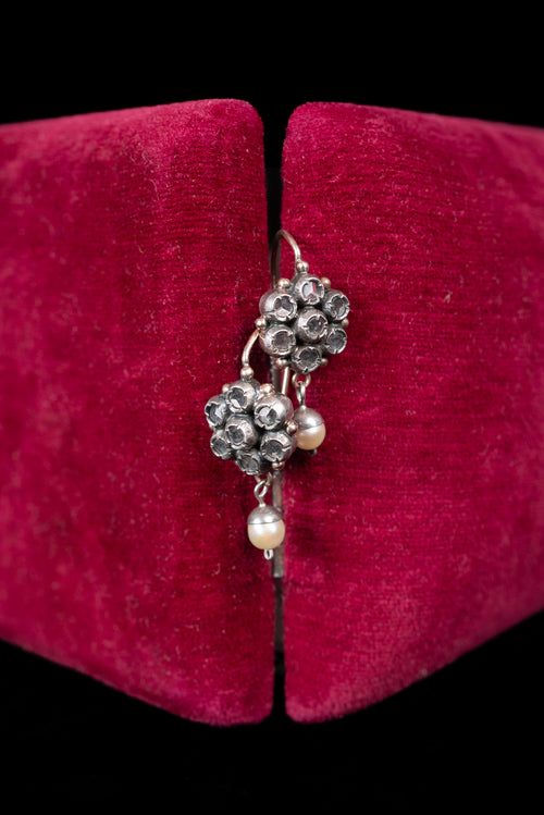 Victorian White Topaz and Pearl Earrings