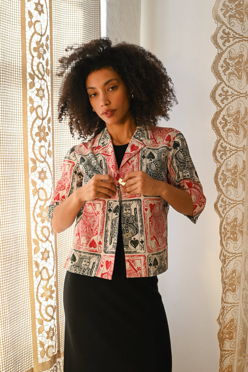 1950s Royal Hearts Blouse [med/lrg]