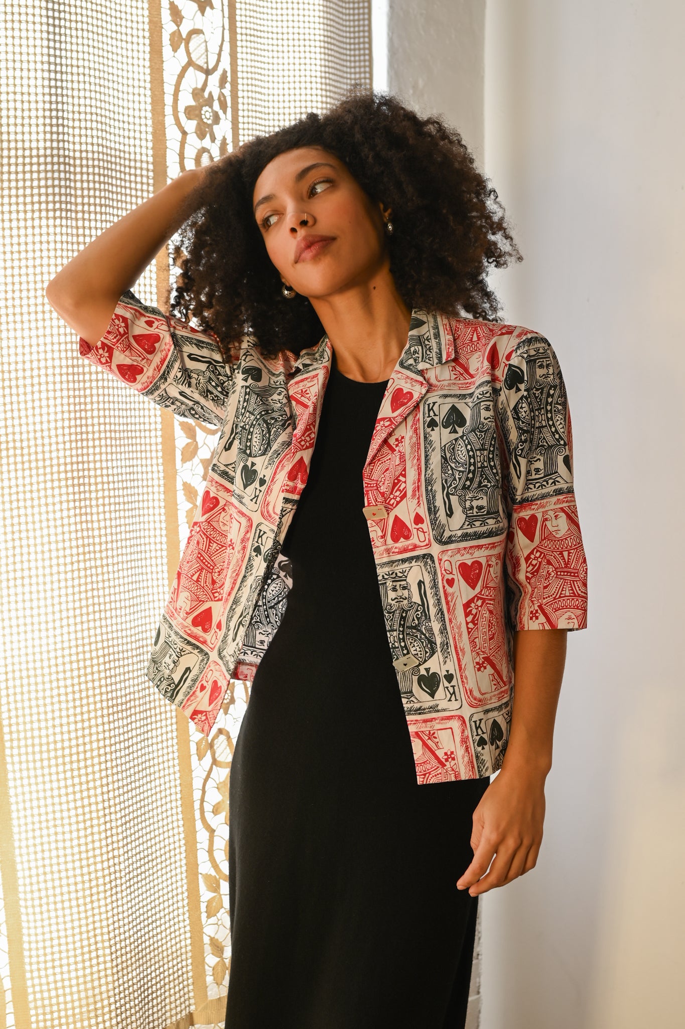 1950s Royal Hearts Blouse [med/lrg]