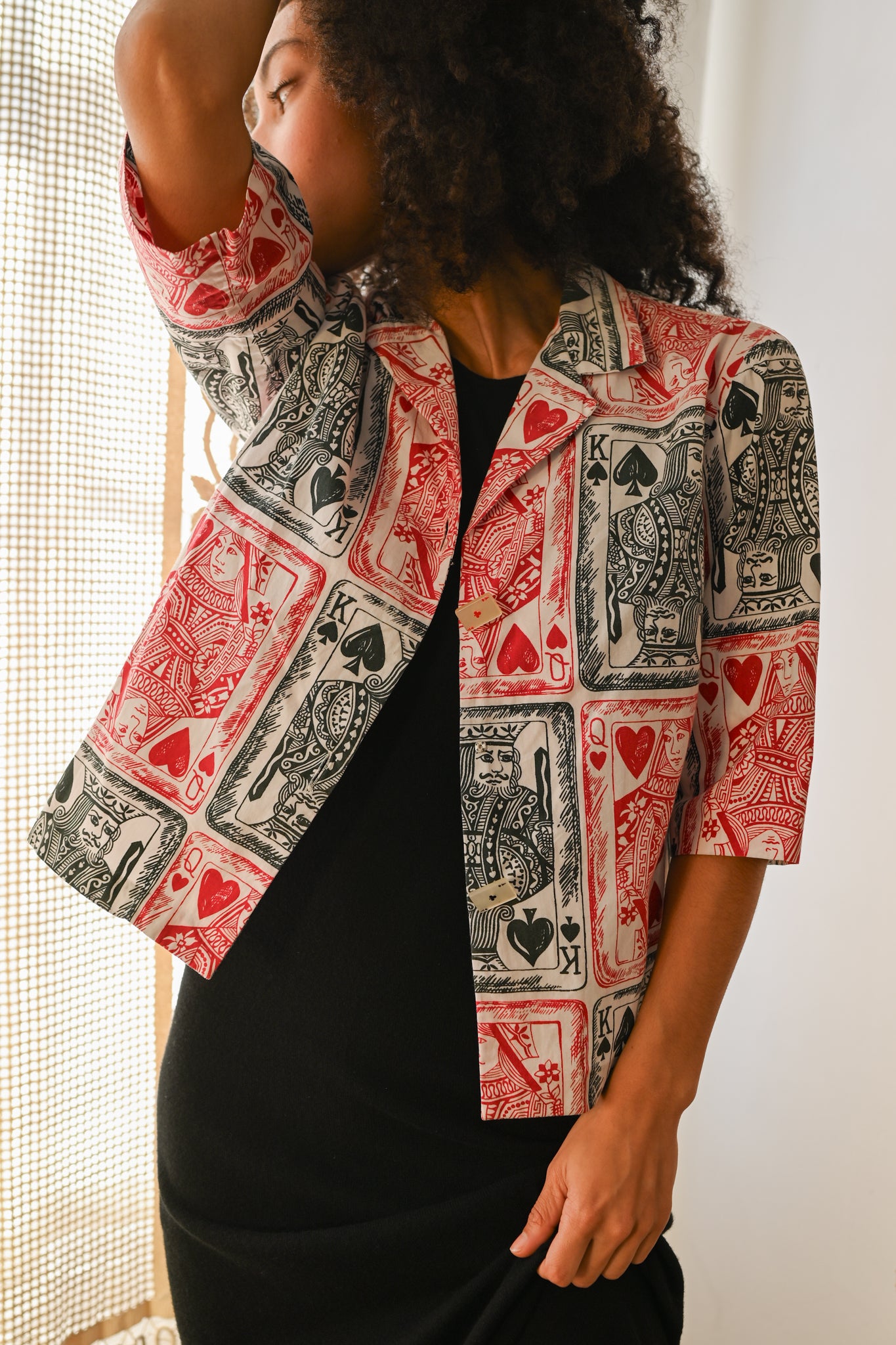 1950s Royal Hearts Blouse [med/lrg]