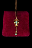 1920s 14k Jade + Enamel Egyptian Revival Necklace