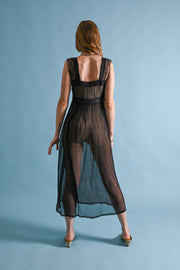 1930s Black Silk Chiffon Empire Gown [xs/sm]