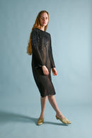1970s Halston Silk Chiffon Sequin Dress [xs/sm/med]