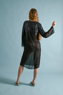 1970s Halston Silk Chiffon Sequin Dress [xs/sm/med]