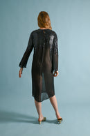 1970s Halston Silk Chiffon Sequin Dress [xs/sm/med]
