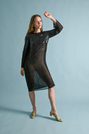1970s Halston Silk Chiffon Sequin Dress [xs/sm/med]