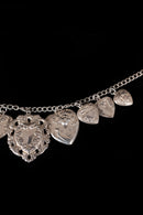 Antique Sterling Puffy Heart Charm Necklace