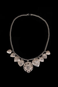 Antique Sterling Puffy Heart Charm Necklace