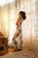 1930s Italian Floral Silk Chiffon Gown [xs/sm/med]