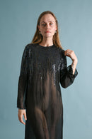 1970s Halston Silk Chiffon Sequin Dress [xs/sm/med]