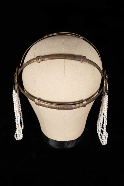 1920s Egyptian Revival Enamel + Pearl Headpiece