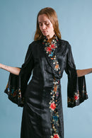 1930s Hand Embroidered Silk Trumpet Sleeve Wrap [sm/med/lrg]