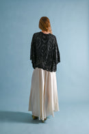 1920s French Hand Embellished Silk Cape [OS]