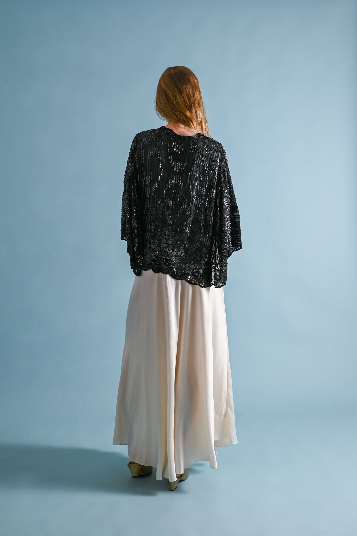 1920s French Hand Embellished Silk Cape [OS]