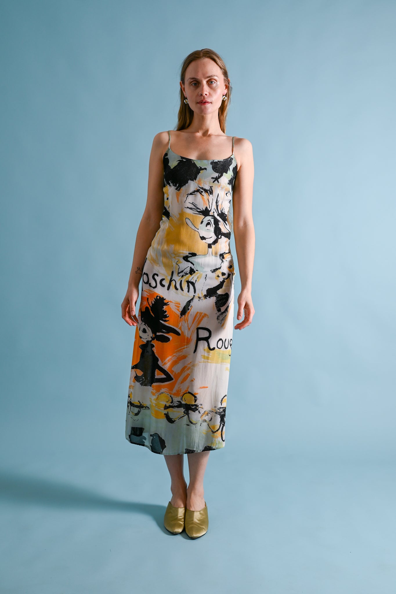 1990s Moschino C+C Olive Oyl Print Dress [xs/sm]