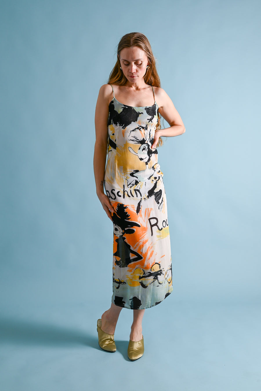 1990s Moschino C+C Olive Oyl Print Dress [xs/sm]