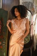 1930s Double Tie Silk Flutter Sleeve Gown [med/lrg/xl]