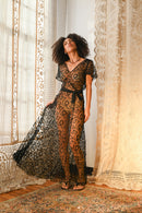 1930s Black Celestial Soutache Mesh Gown [med/lrg]