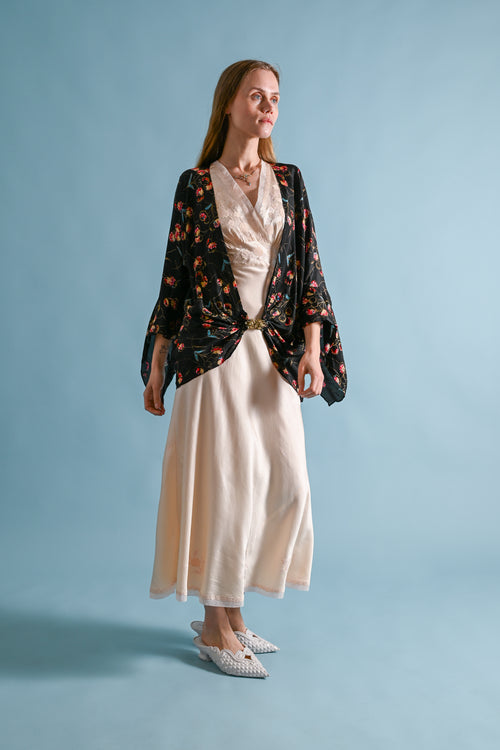 1920s Silk Lamé Angel Sleeve Jacket [xs/sm/med]