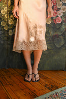 1930s French Couture Silk + Lace Appliqué Slip [lrg/xl]