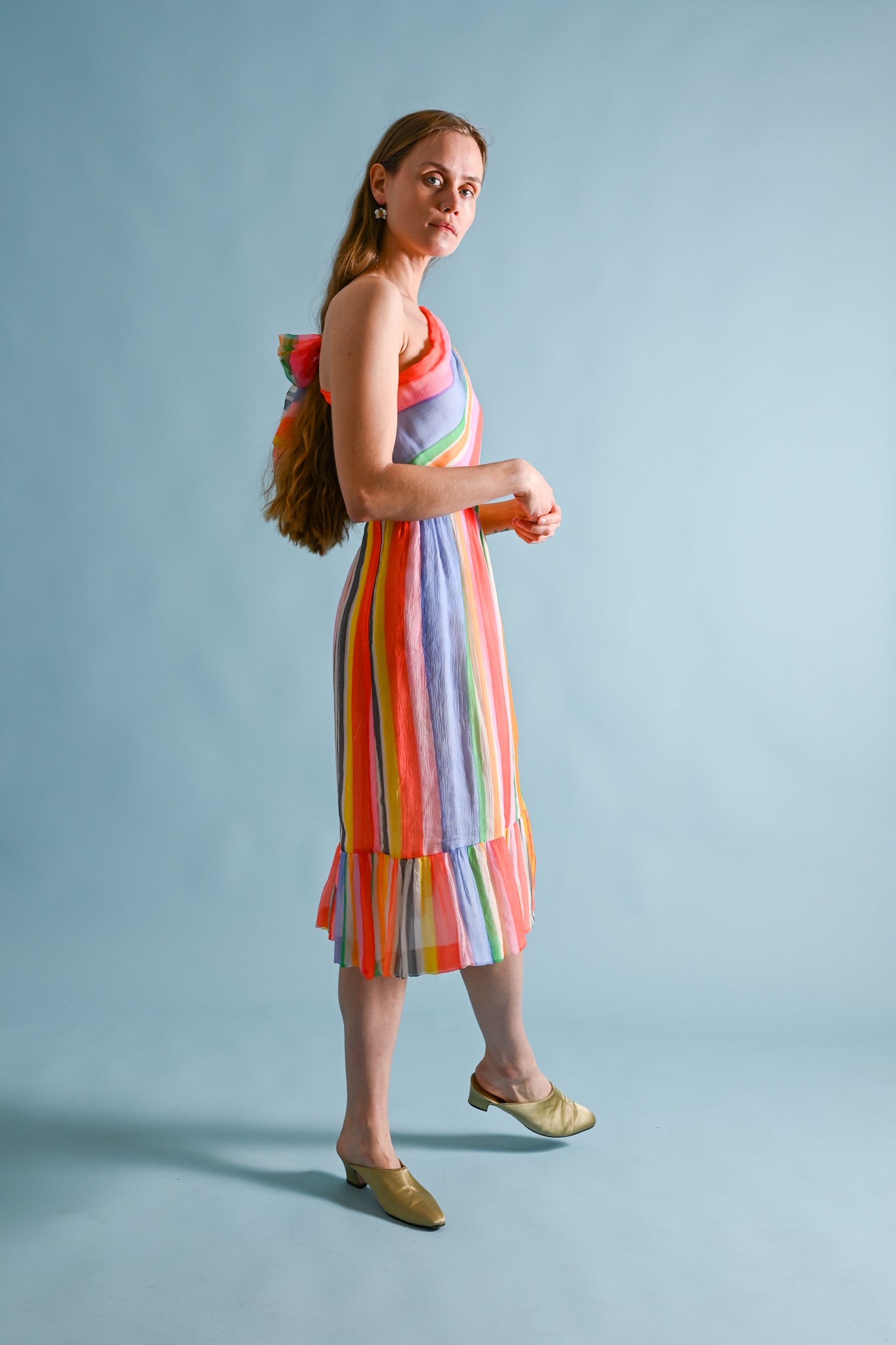 1970s Jean-Louis Scherrer Handpainted Silk Chiffon Dress + Scarf [xs/sm]