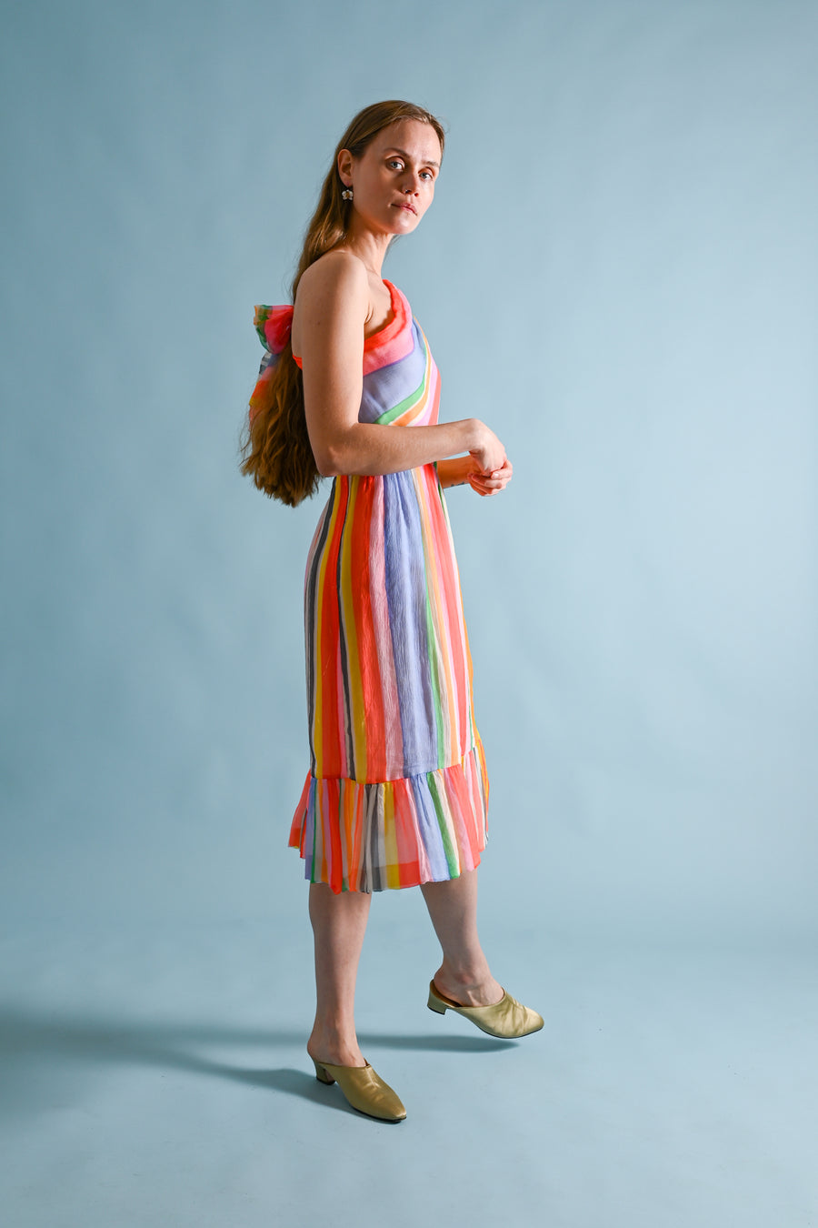 1970s Jean-Louis Scherrer Handpainted Silk Chiffon Dress + Scarf [xs/sm]
