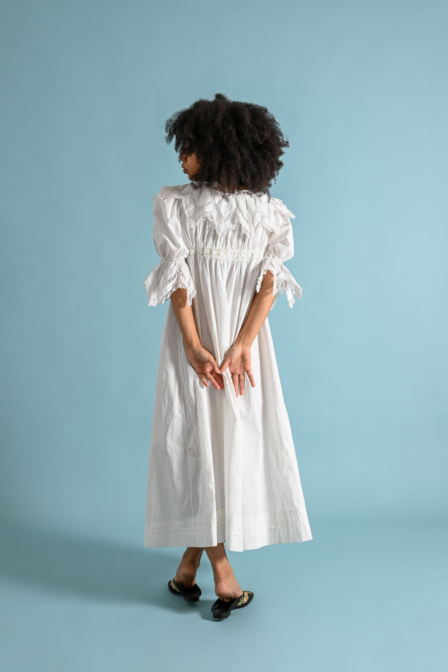 1900s Sawtooth Lace Empire Dressing Gown [xs/sm/med]