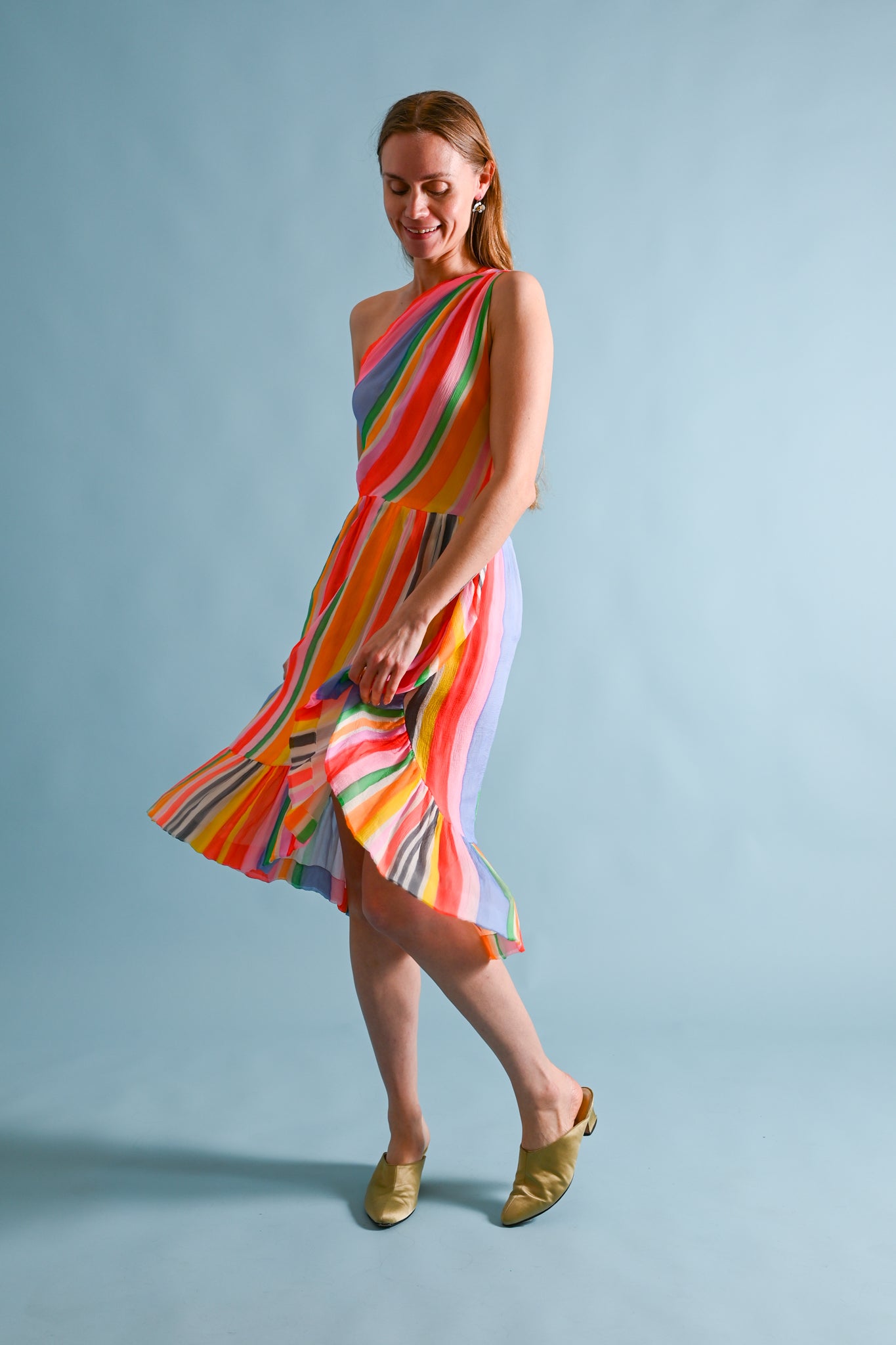 1970s Jean-Louis Scherrer Handpainted Silk Chiffon Dress + Scarf [xs/sm]