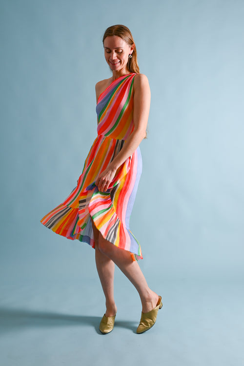 1970s Jean-Louis Scherrer Handpainted Silk Chiffon Dress + Scarf [xs/sm]