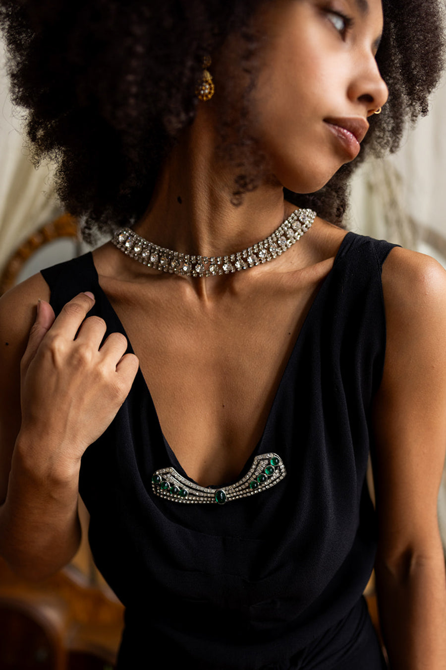 1960s Rhinestone Reverse Necklace Bodychain