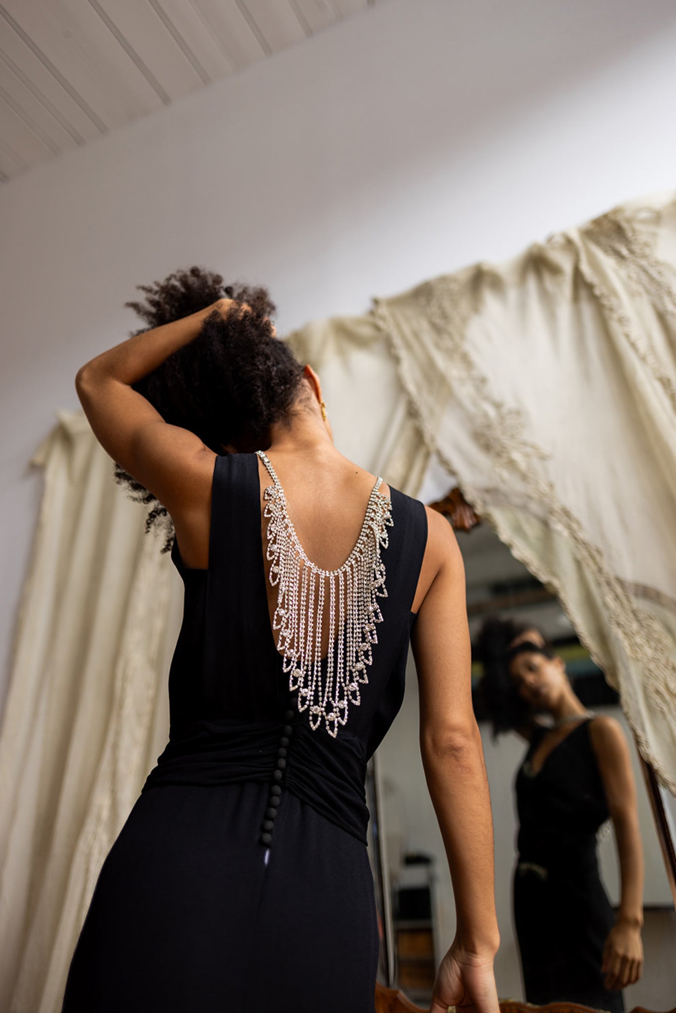 1960s Rhinestone Reverse Necklace Bodychain