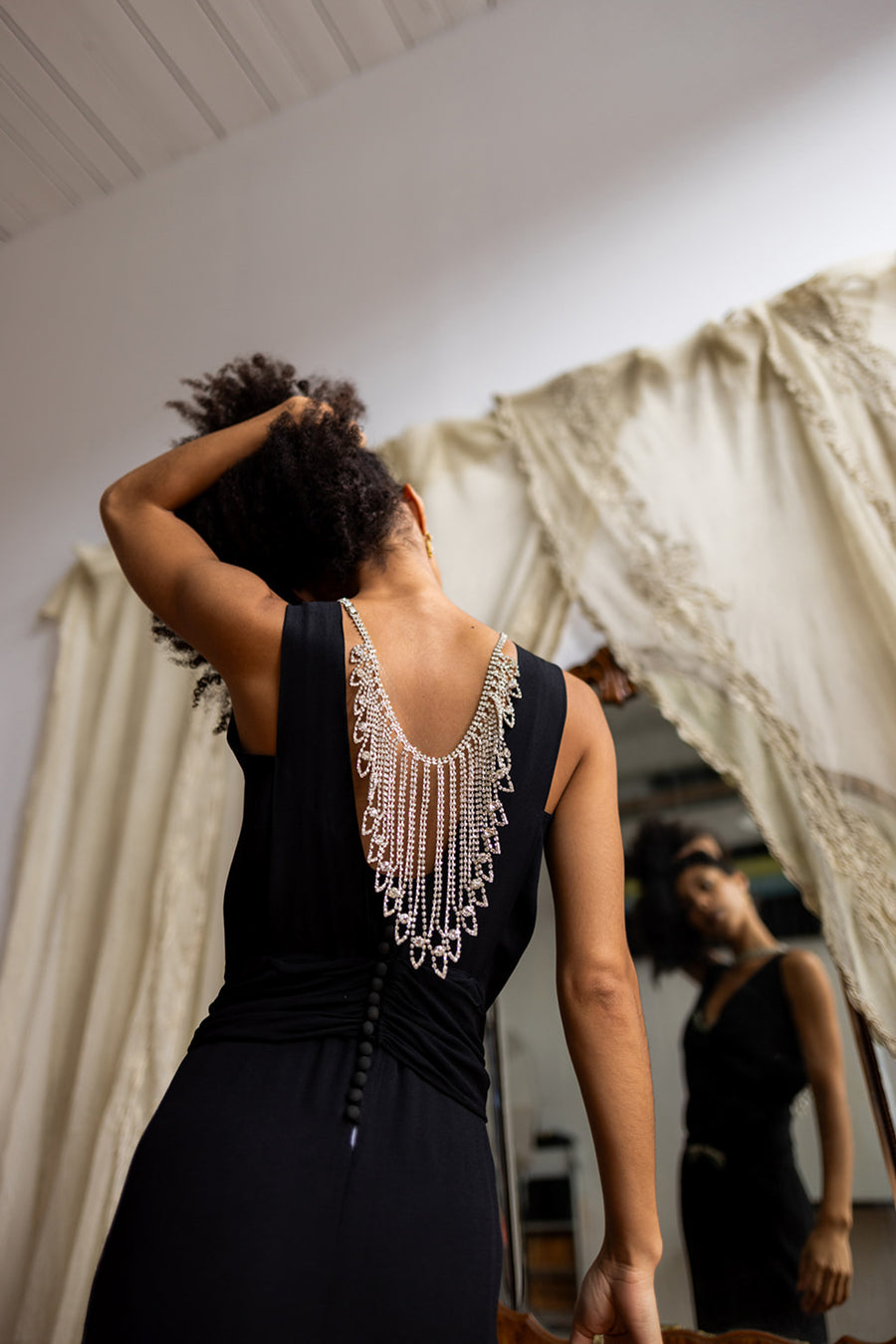 1960s Rhinestone Reverse Necklace Bodychain