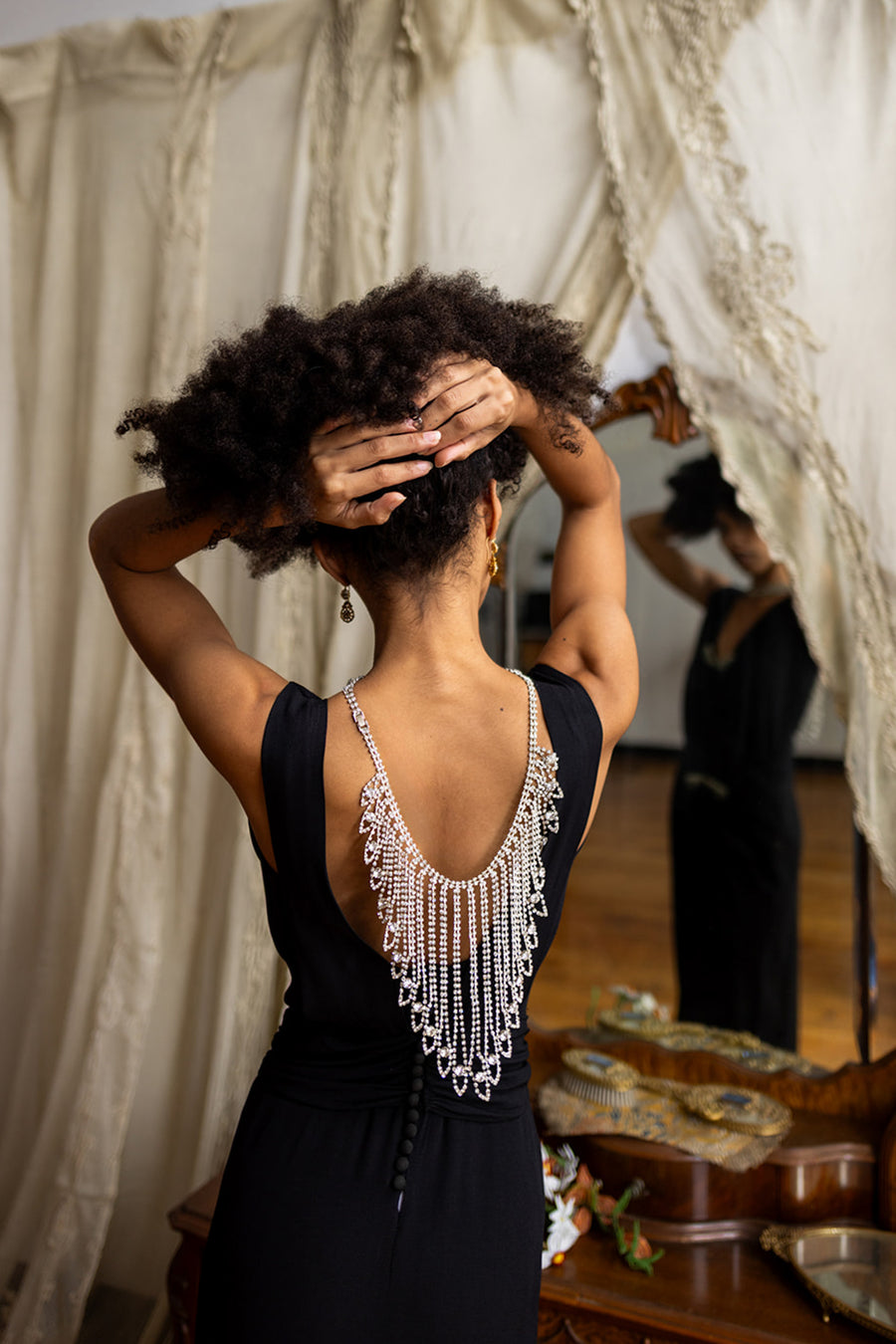 1960s Rhinestone Reverse Necklace Bodychain