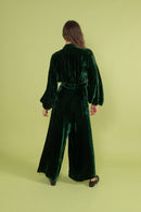 1930s Green Silk Velvet Jumpsuit [sm/med]