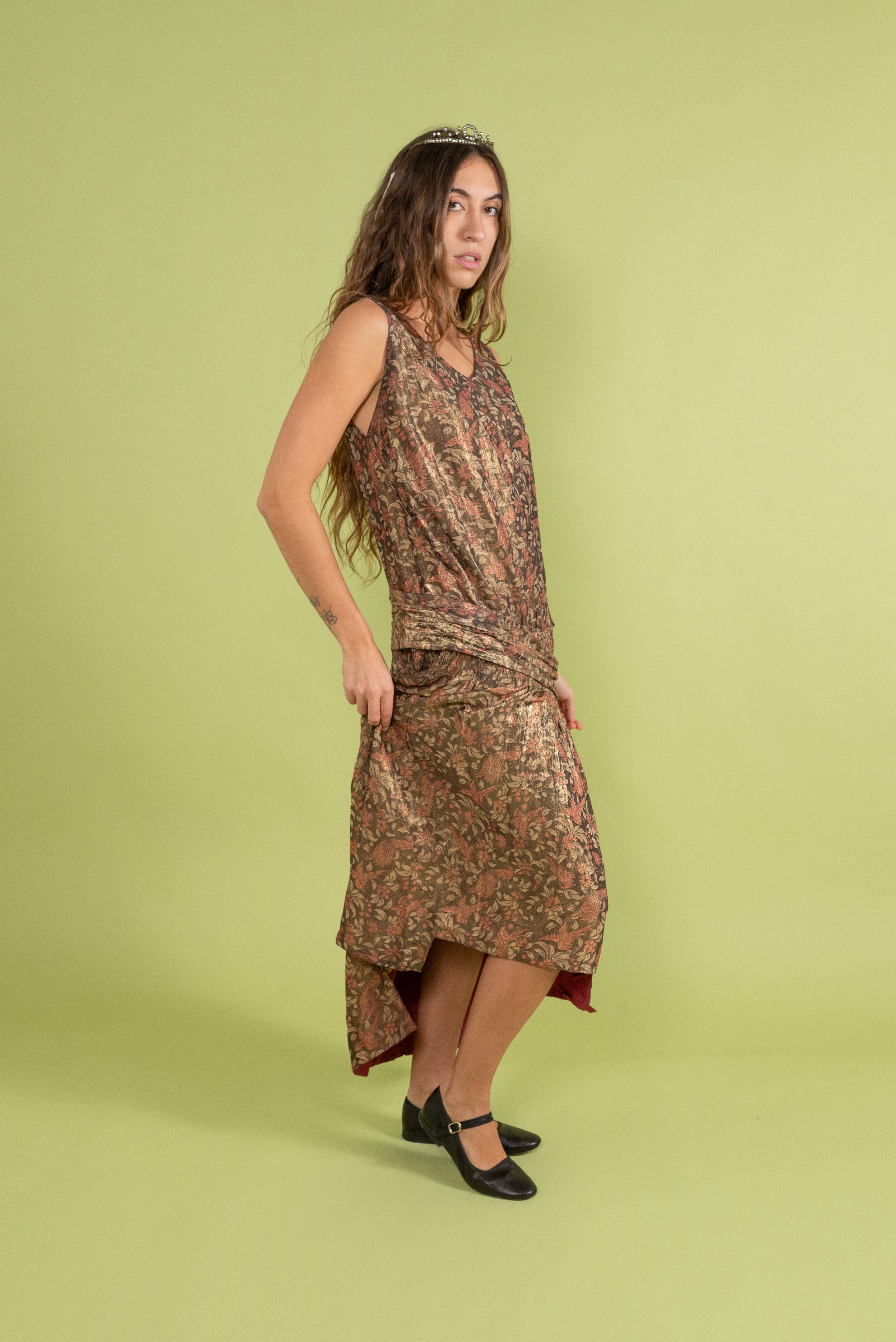1920s Bird of Paradise Lamé Gown [med/lrg]
