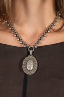 Victorian Sterling Engraved Locket Necklace