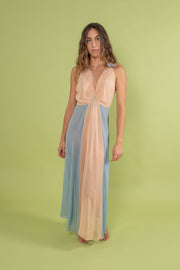 1930s Pastel Colorblock Silk Chiffon Slip [med/lrg]