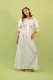1900s Cotton Insertion Lace Trousseau Gown [xs/sm/med]