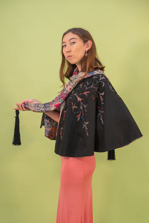 Edwardian Silk and Wool Cutwork Capelet [os]