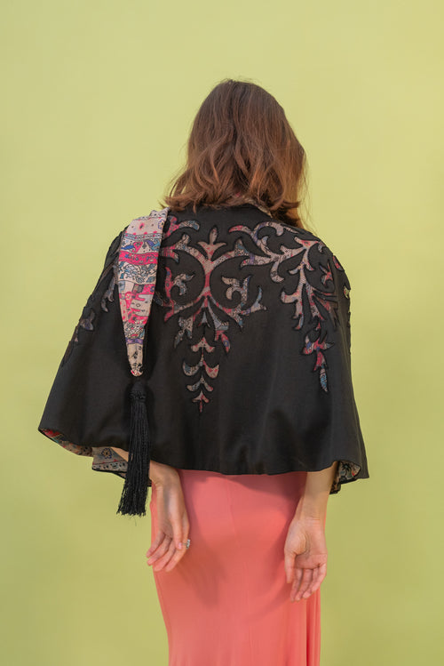 Edwardian Silk and Wool Cutwork Capelet [os]