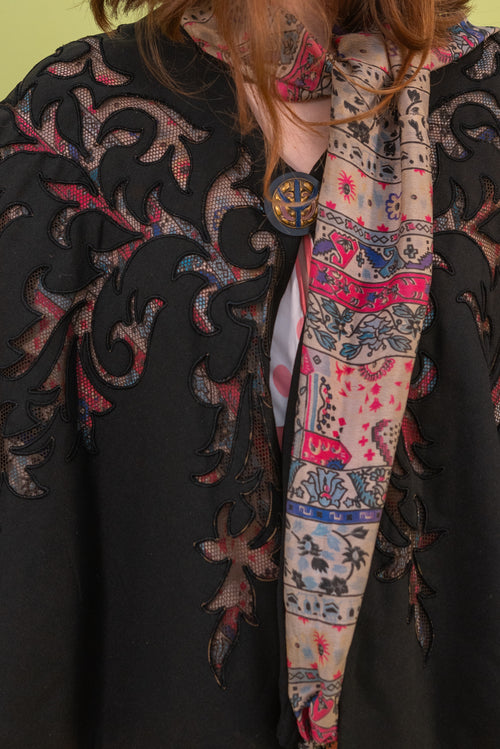 Edwardian Silk and Wool Cutwork Capelet [os]