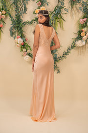 1930s Blush Silk Charmeuse Trained Gown [xs/sm]