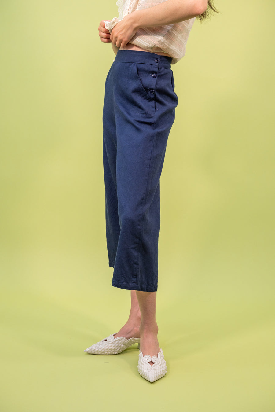 1930s Deadstock Cotton Twill Side Button Trousers [26]