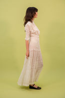 1910s Elaborate Lace Lawn Dress with Bauble Trim [xs/sm]