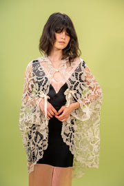 1920s Handmade Pieced Lace Cocoon Cape [OS]