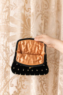 1940s Velvet Pearl + Rhinestone Clutch